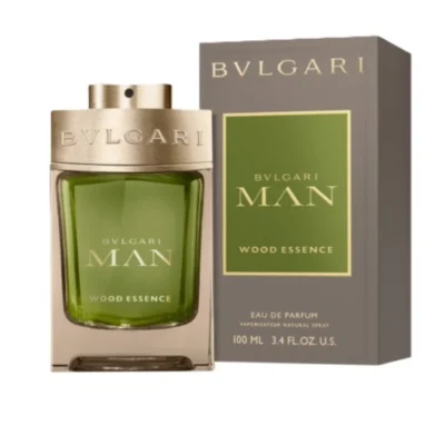 Bvlgari Man Wood Essence EDP 100 ml for men featuring a woody aromatic scent in a sleek glass bottle