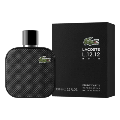 Lacoste L.12.12 Noir Perfume for Men EDT 100 ml bottle with dark glass and silver cap
