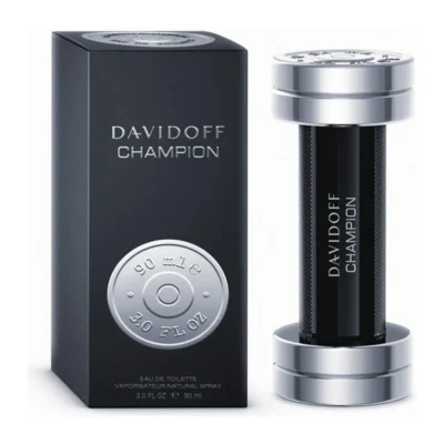Davidoff Champion Perfume for Men EDT 90 ml bottle with silver cap and blue juice